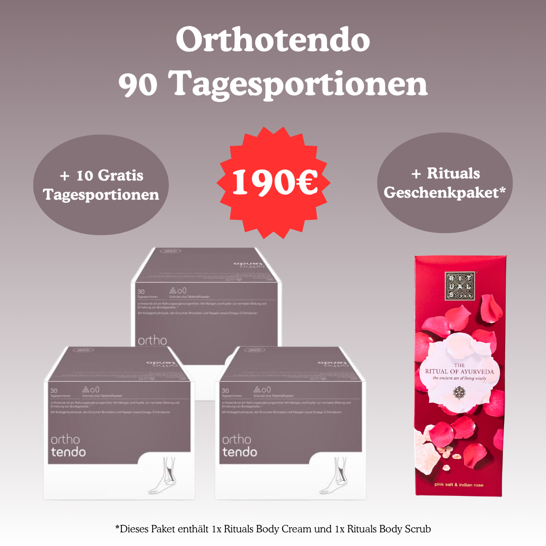 Orthotendo 90 Tagesportionen + 10 Gratis Tagesportionen & Rituals Geschenkpaket