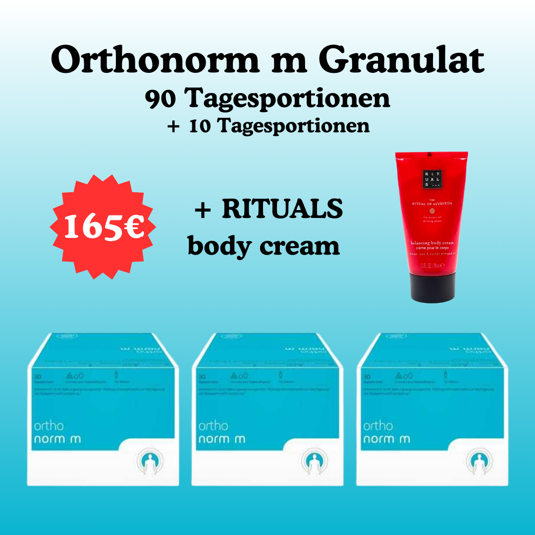 Orthonorm m Granulat 90 Tagesportionen + 10 Tagesportionen + RITUALS body cream