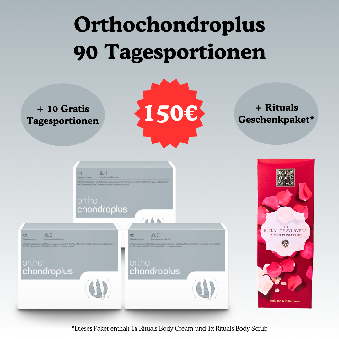 Orthochondroplus Granulat, 90 Tagesportionen + 10 Gratis Tagesportionen & Rituals Geschenkpaket