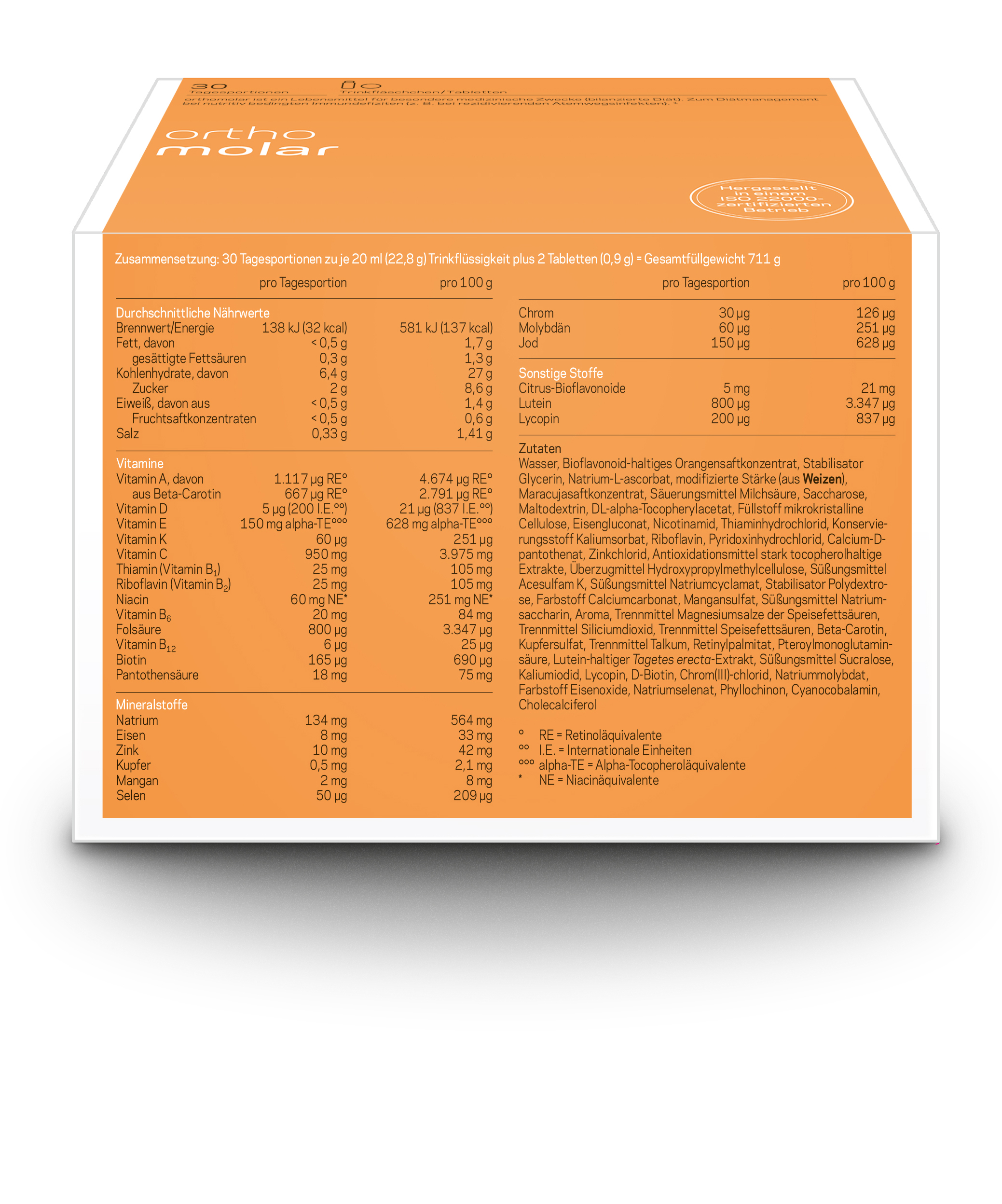 Orthomolar Trinkfläschchen  30 Tagesportionen