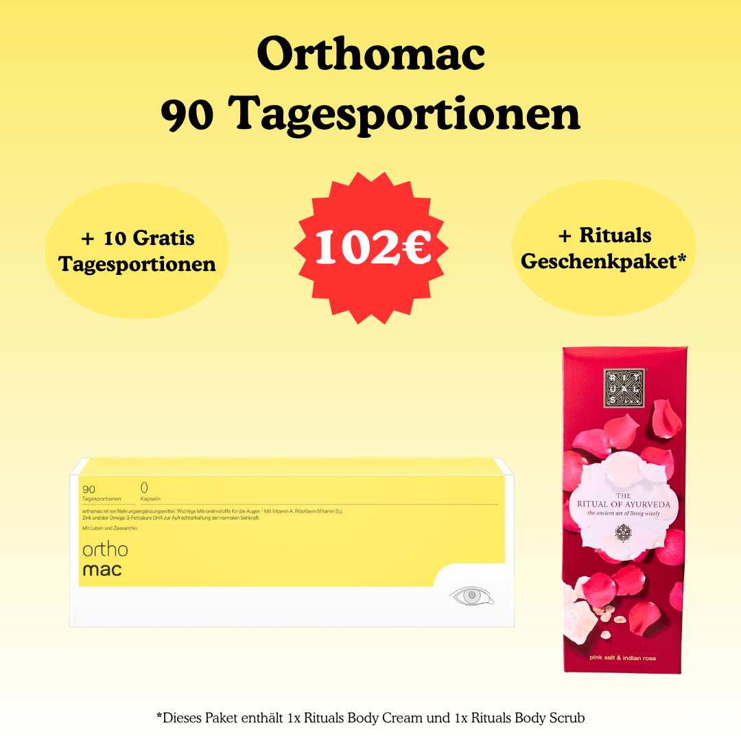 Orthomac 90 Tagesportionen + 10 Gratis Tagesportionen & Rituals Geschenkpaket